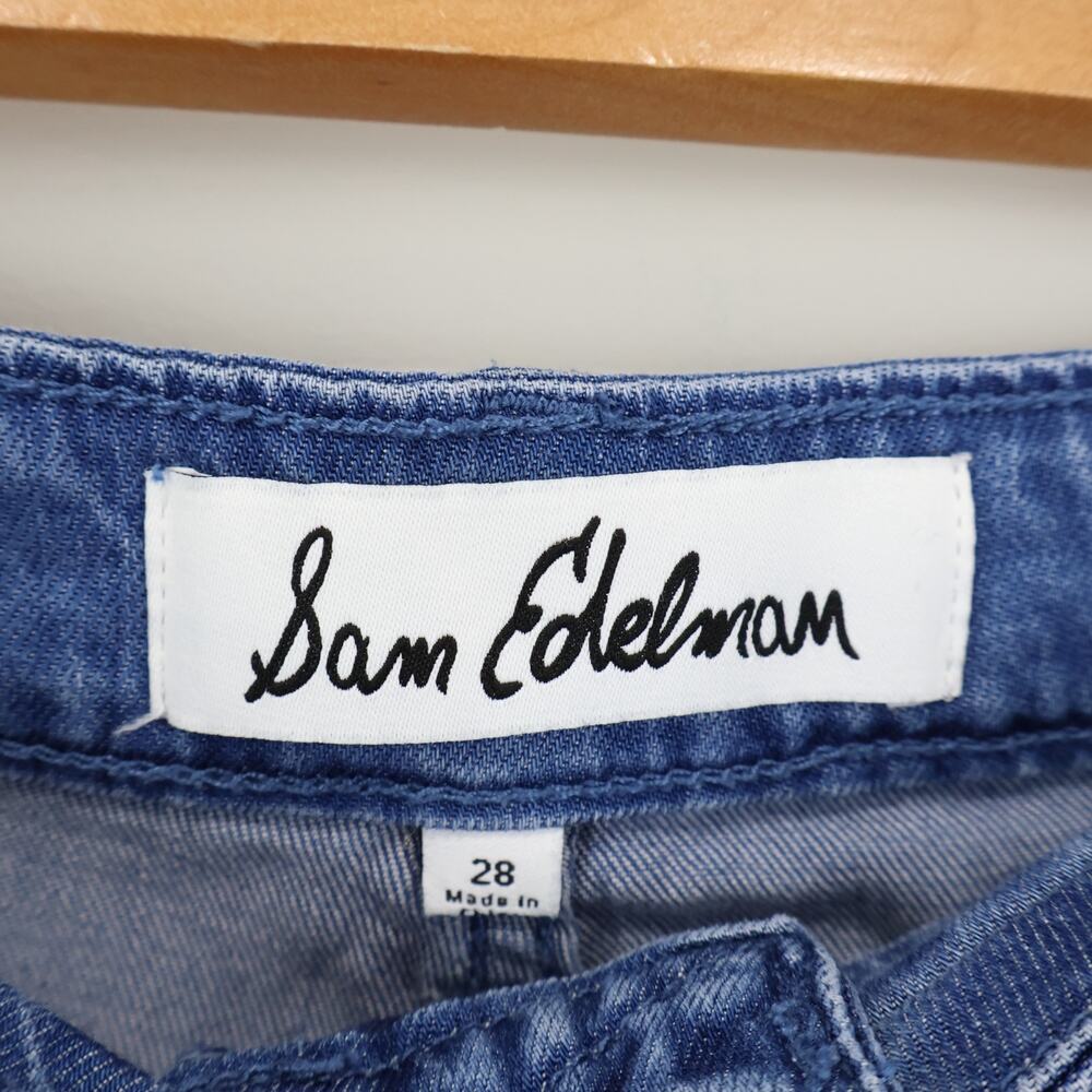 Sam Edelman High Rise Cuffed Wide Leg Jean Medium Denim Size 28 Long - Picture 4 of 10